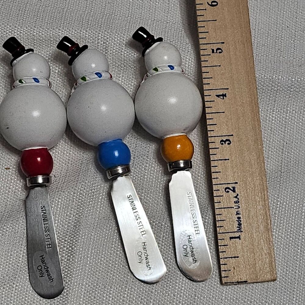 Jasco Mainstreet‎ Collection Holiday Spreaders Snowman Handles Festive Kitchen - Picture 9 of 16